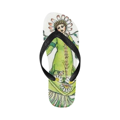 Vintage Daisy Lady Goddess Flip Flops for Men/Women (Model 040)