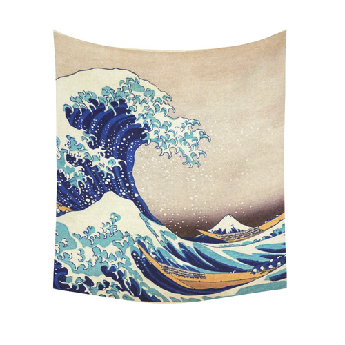 Great Wave Off Kanagawa Katsushika Hokusai Cotton Linen Wall Tapestry 51"x 60"