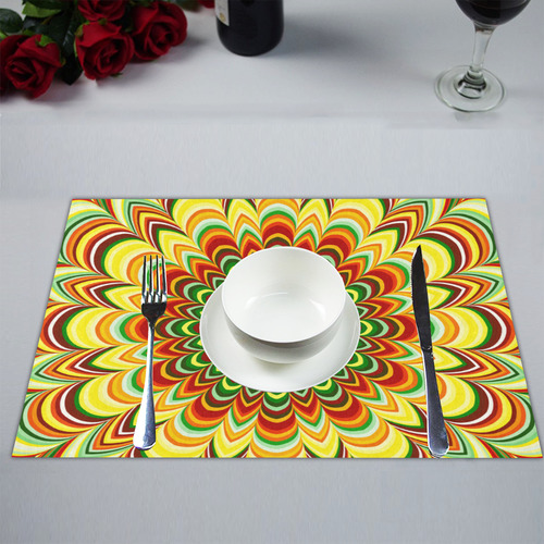 Colorful flower striped mandala Placemat 14’’ x 19’’ (Set of 2)