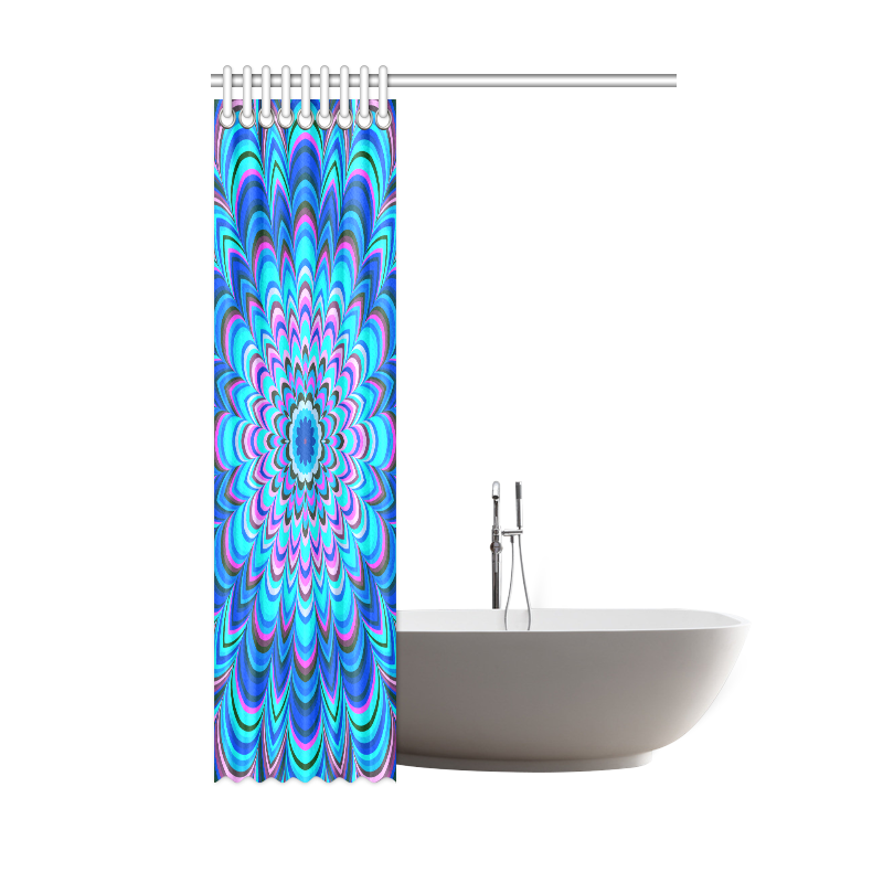 Vibrant blue striped mandala Shower Curtain 48"x72"