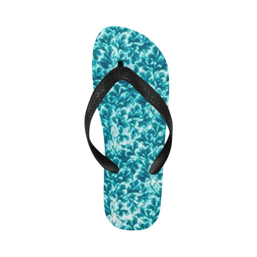 Turquoise Leaf Flip Flops for Men/Women (Model 040)