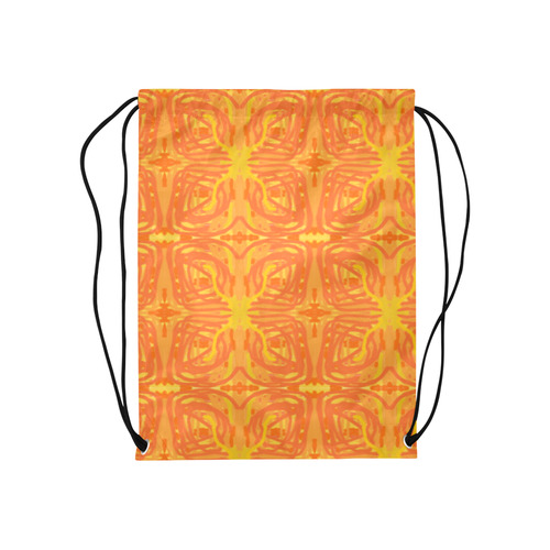 Orange and Yellow Tribal Medium Drawstring Bag Model 1604 (Twin Sides) 13.8"(W) * 18.1"(H)