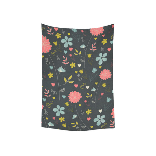 Flowers Cotton Linen Wall Tapestry 40"x 60"