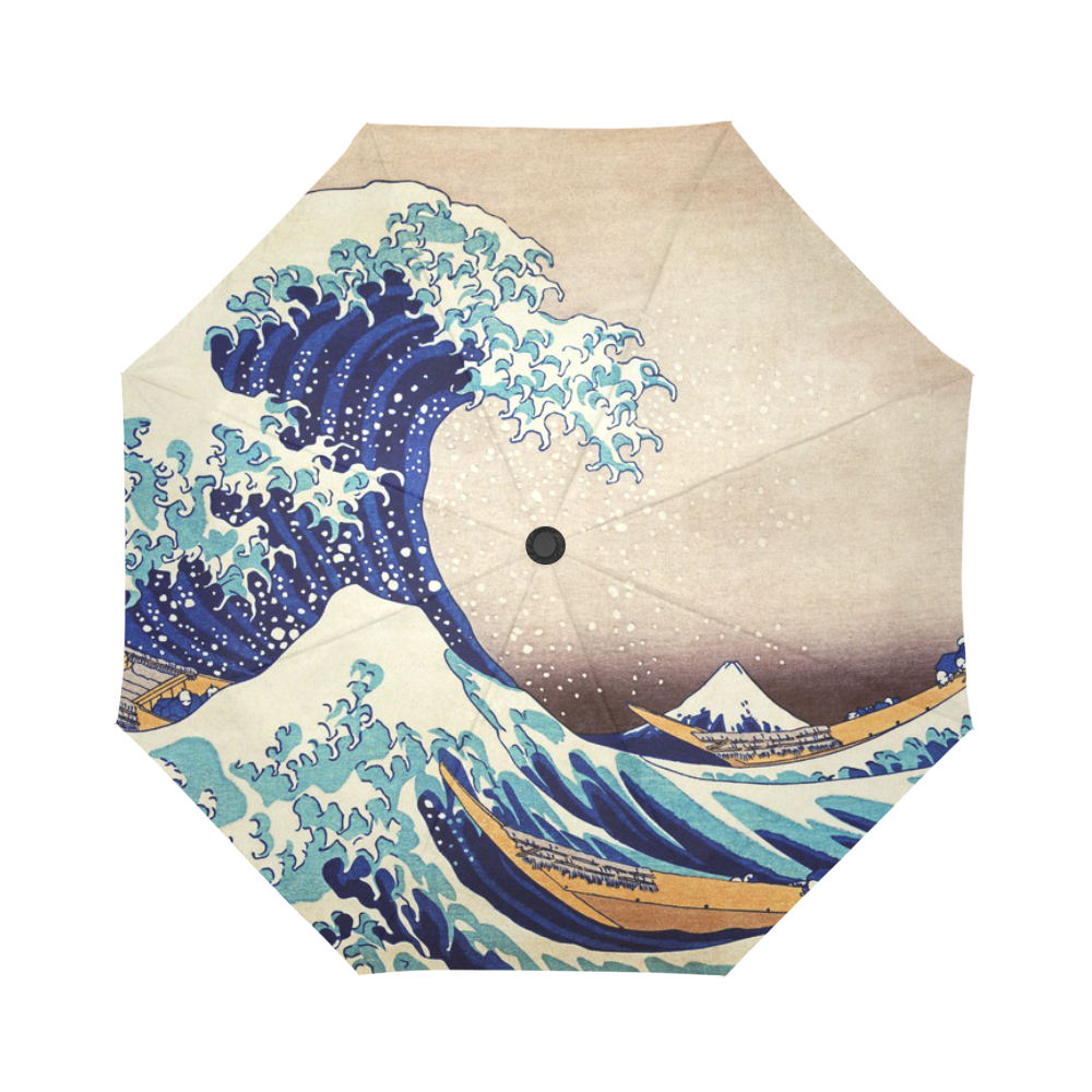 Great Wave Off Kanagawa Katsushika Hokusai Auto-Foldable Umbrella (Model U04)