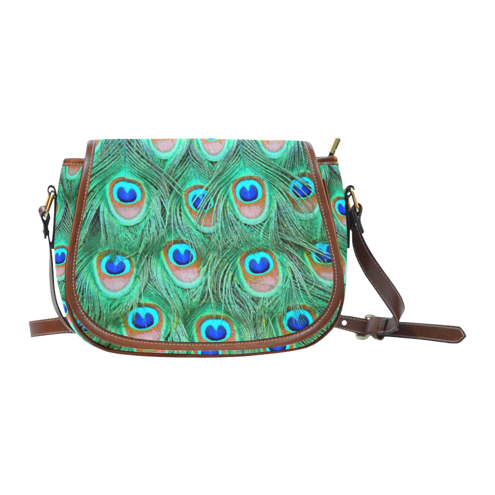 Peacock Feathers Watercolor Saddle Bag/Small (Model 1649) Full Customization