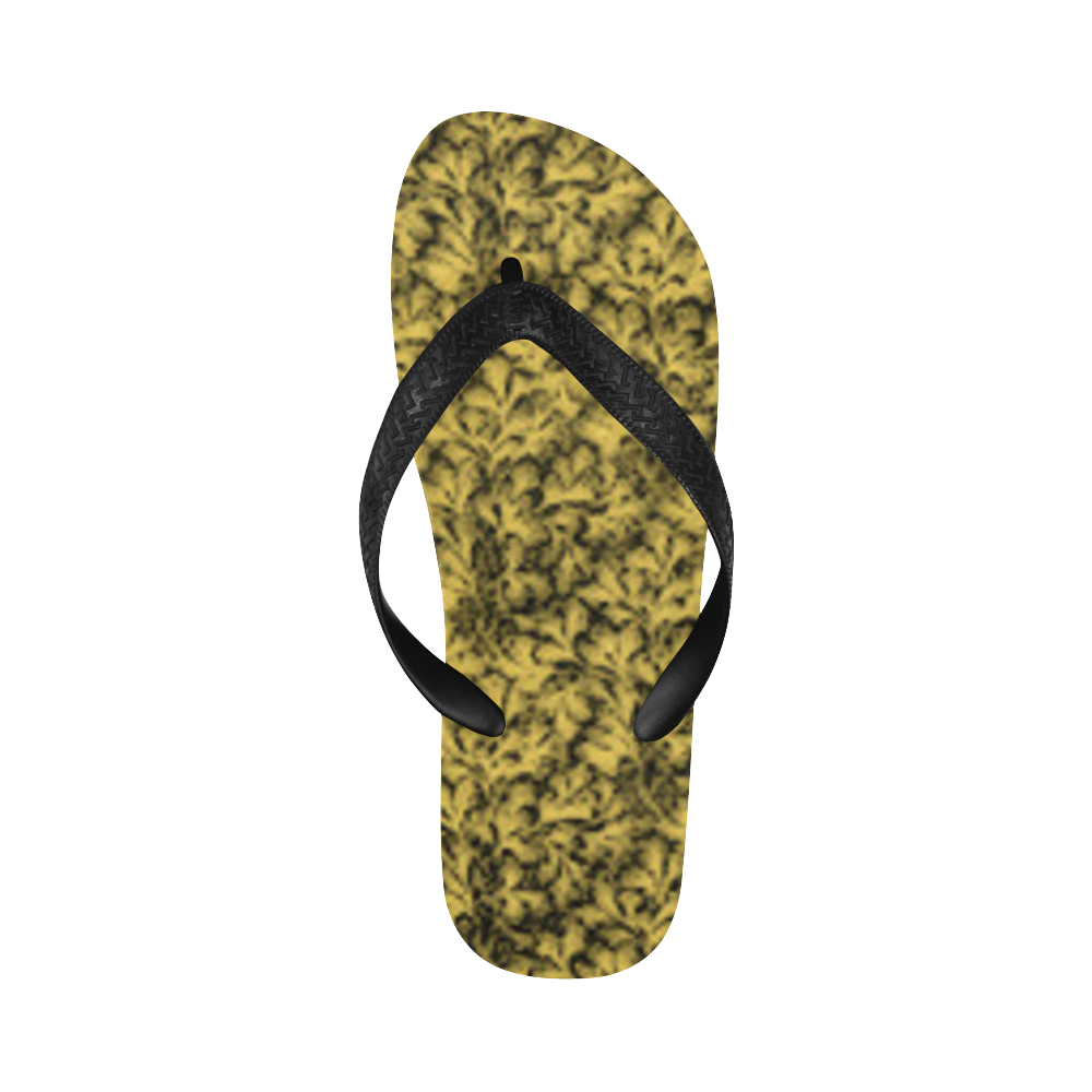 Primrose Yellow Leaf Flip Flops for Men/Women (Model 040)