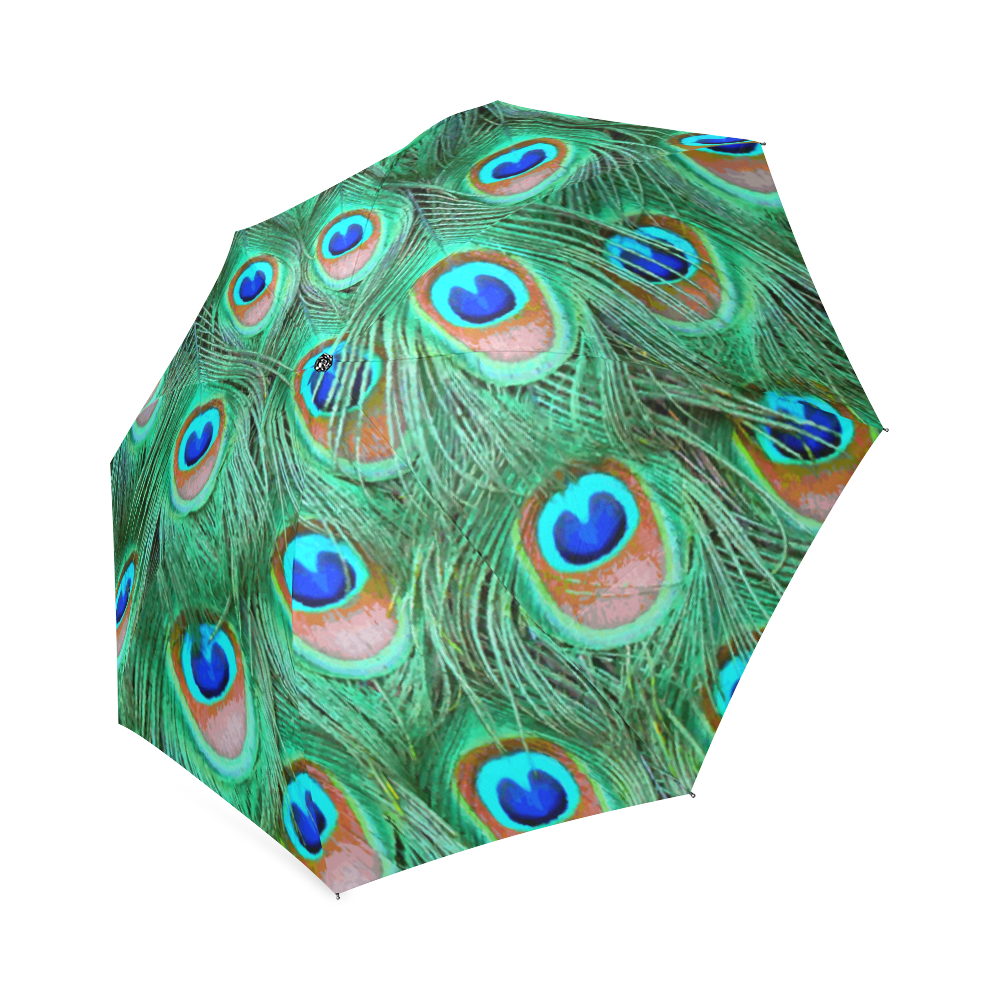 Peacock Feathers Watercolor Foldable Umbrella (Model U01)
