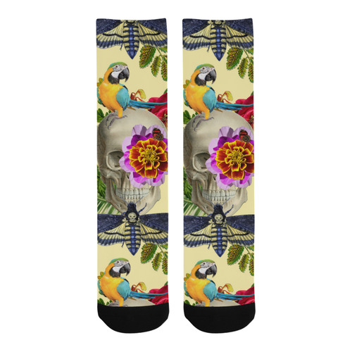collage_tropical skull_gloria sanchez1 Trouser Socks