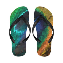 Peacock Feather Pixel Flip Flops for Men/Women (Model 040)