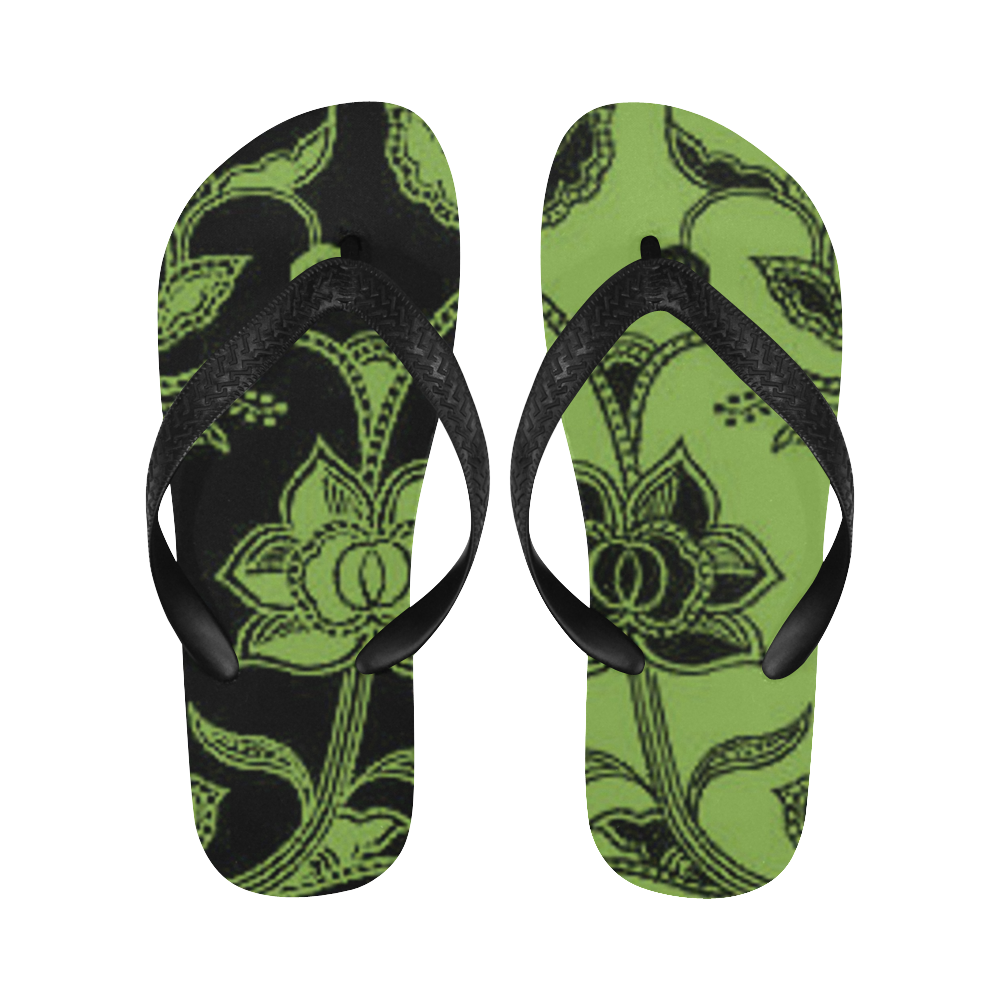 Greenery Floral Flip Flops for Men/Women (Model 040)