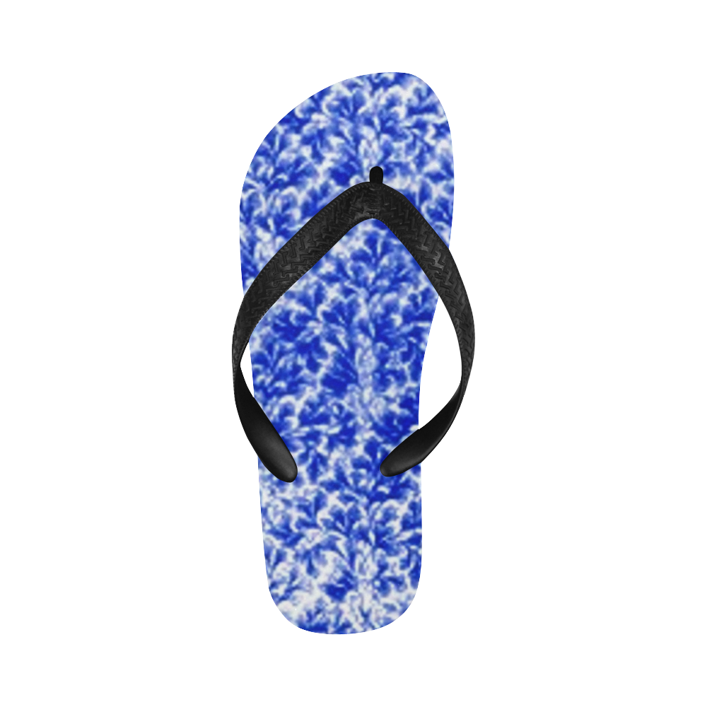 Sapphire Blue Leaf Flip Flops for Men/Women (Model 040)