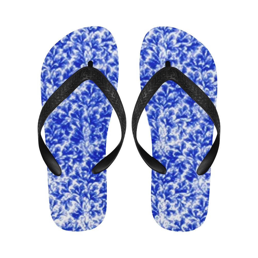 Sapphire Blue Leaf Flip Flops for Men/Women (Model 040)