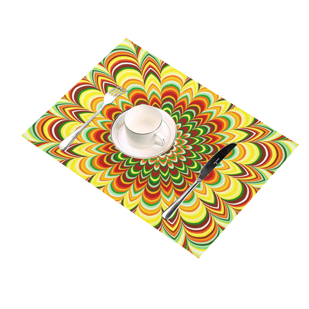 Colorful flower striped mandala Placemat 14’’ x 19’’ (Set of 2)