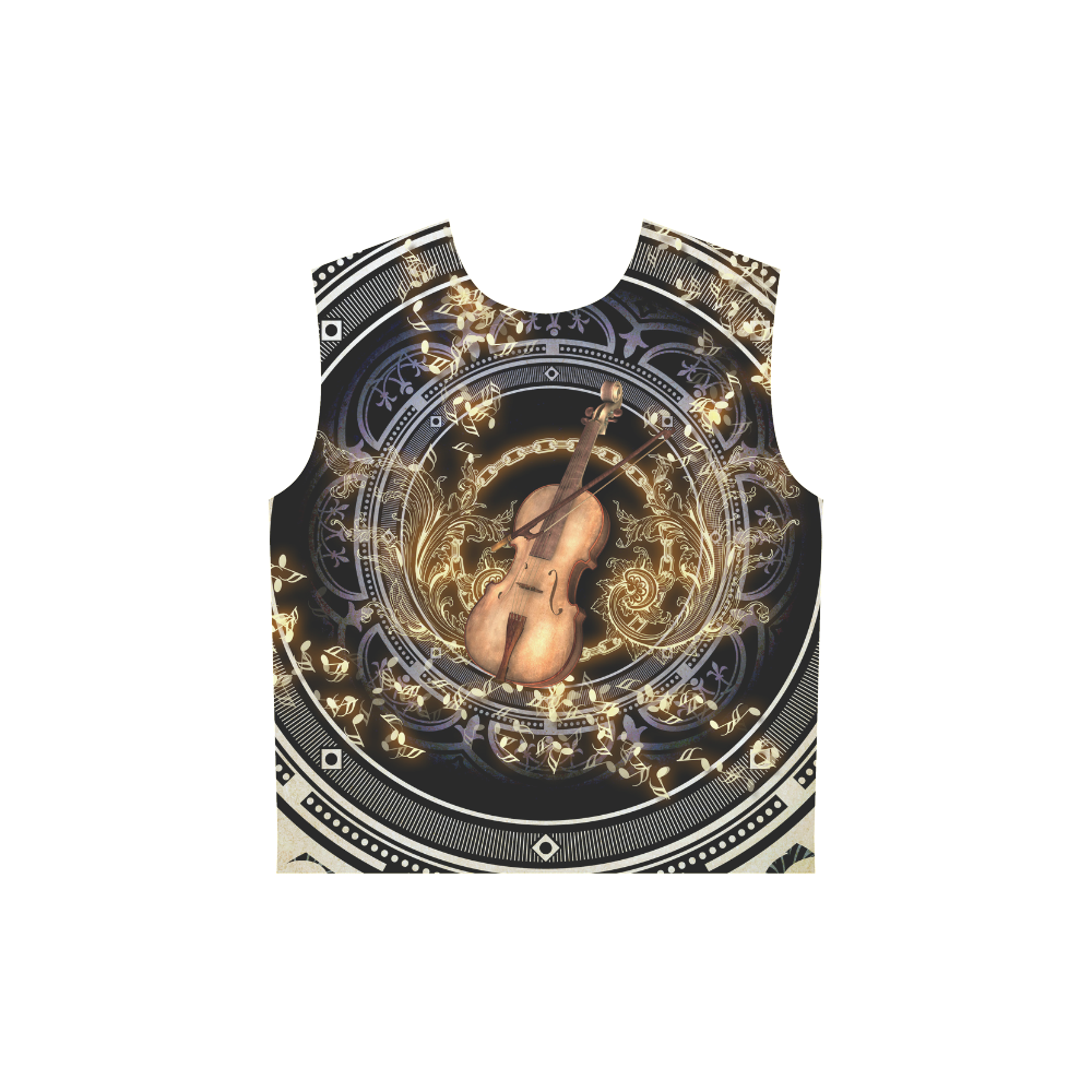 Beautiful violin and violin bow All Over Print Sleeveless Hoodie for Women (Model H15)