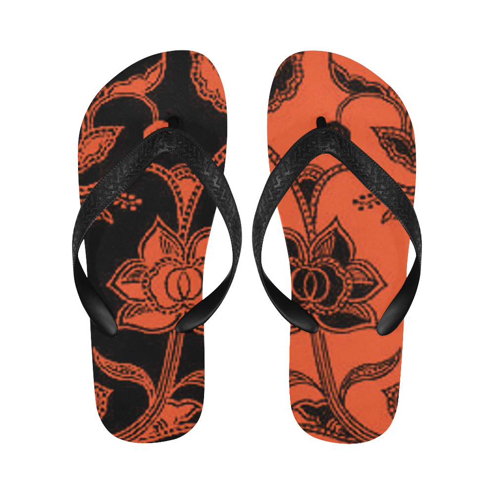 Flame Floral Flip Flops for Men/Women (Model 040)