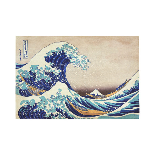 Great Wave Off Kanagawa Katsushika Hokusai Cotton Linen Wall Tapestry 90"x 60"