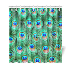 Peacock Feathers Watercolor Shower Curtain 69"x72"