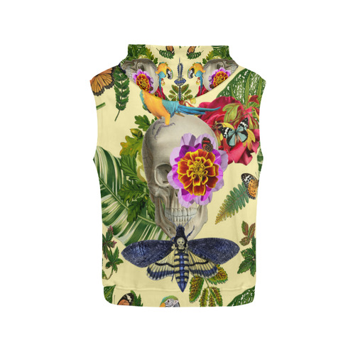 collage_tropical skull_gloria sanchez1 All Over Print Sleeveless Hoodie for Men (Model H15)