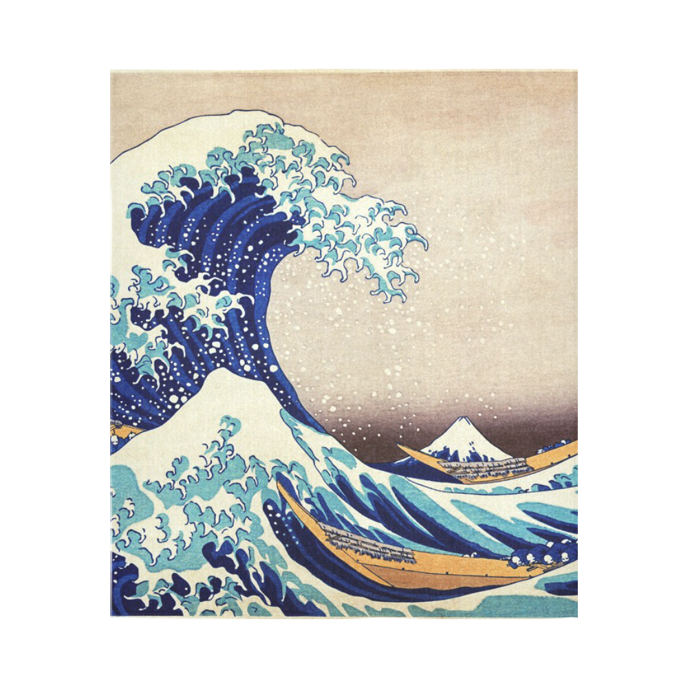 Great Wave Off Kanagawa Katsushika Hokusai Cotton Linen Wall Tapestry 51"x 60"