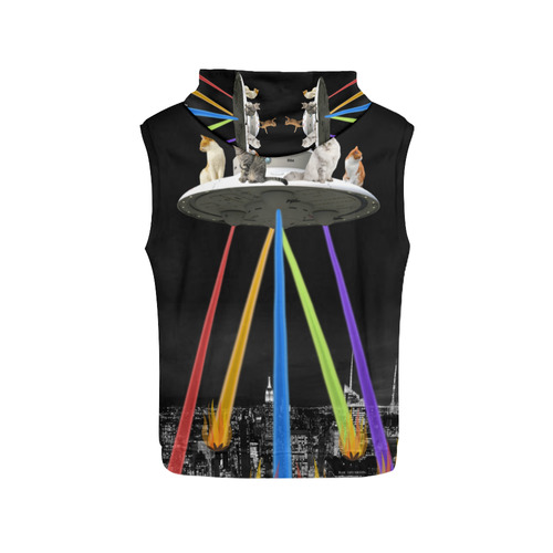 collage_space invaders_gloria sanchez All Over Print Sleeveless Hoodie for Men (Model H15)