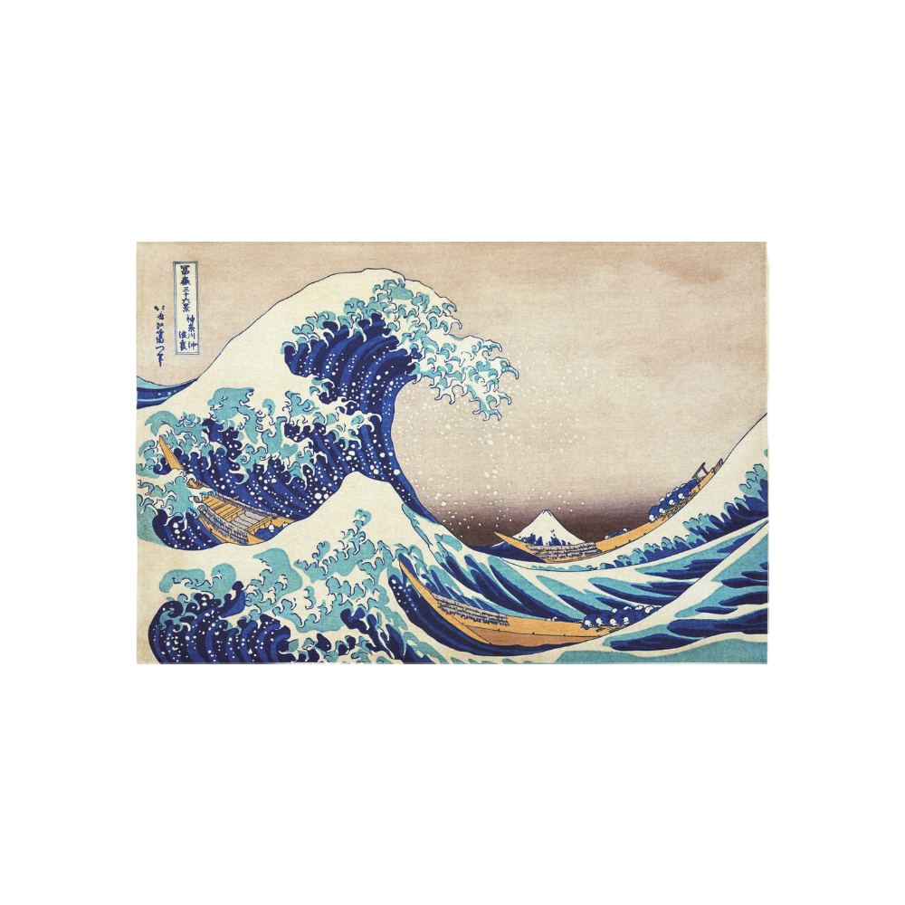 Great Wave Off Kanagawa Katsushika Hokusai Cotton Linen Wall Tapestry 60"x 40"