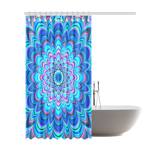 Vibrant blue striped mandala Shower Curtain 69"x84"