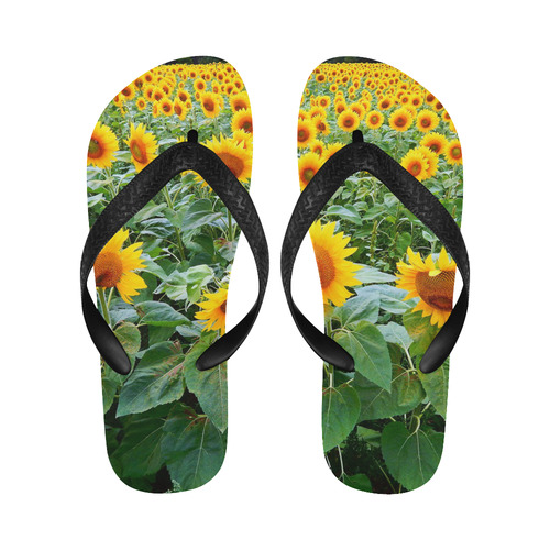 Sunflower Field Flip Flops for Men/Women (Model 040)