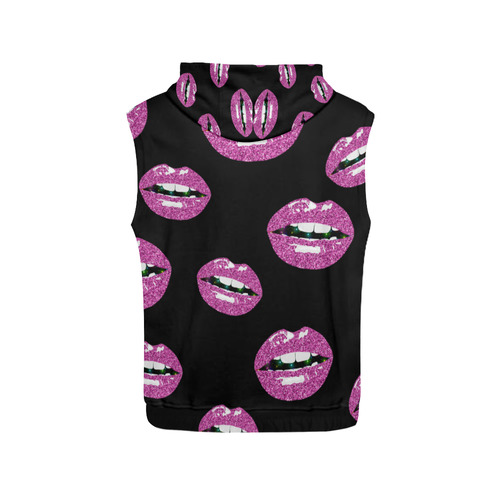 Glittery Kiss All Over Print Sleeveless Hoodie for Women (Model H15)