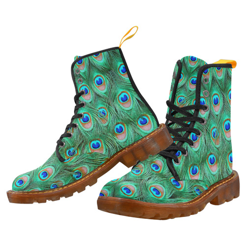 Peacock Feathers Watercolor Martin Boots For Women Model 1203H