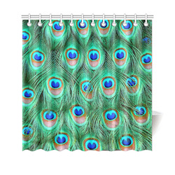 Peacock Feathers Watercolor Shower Curtain 69"x70"