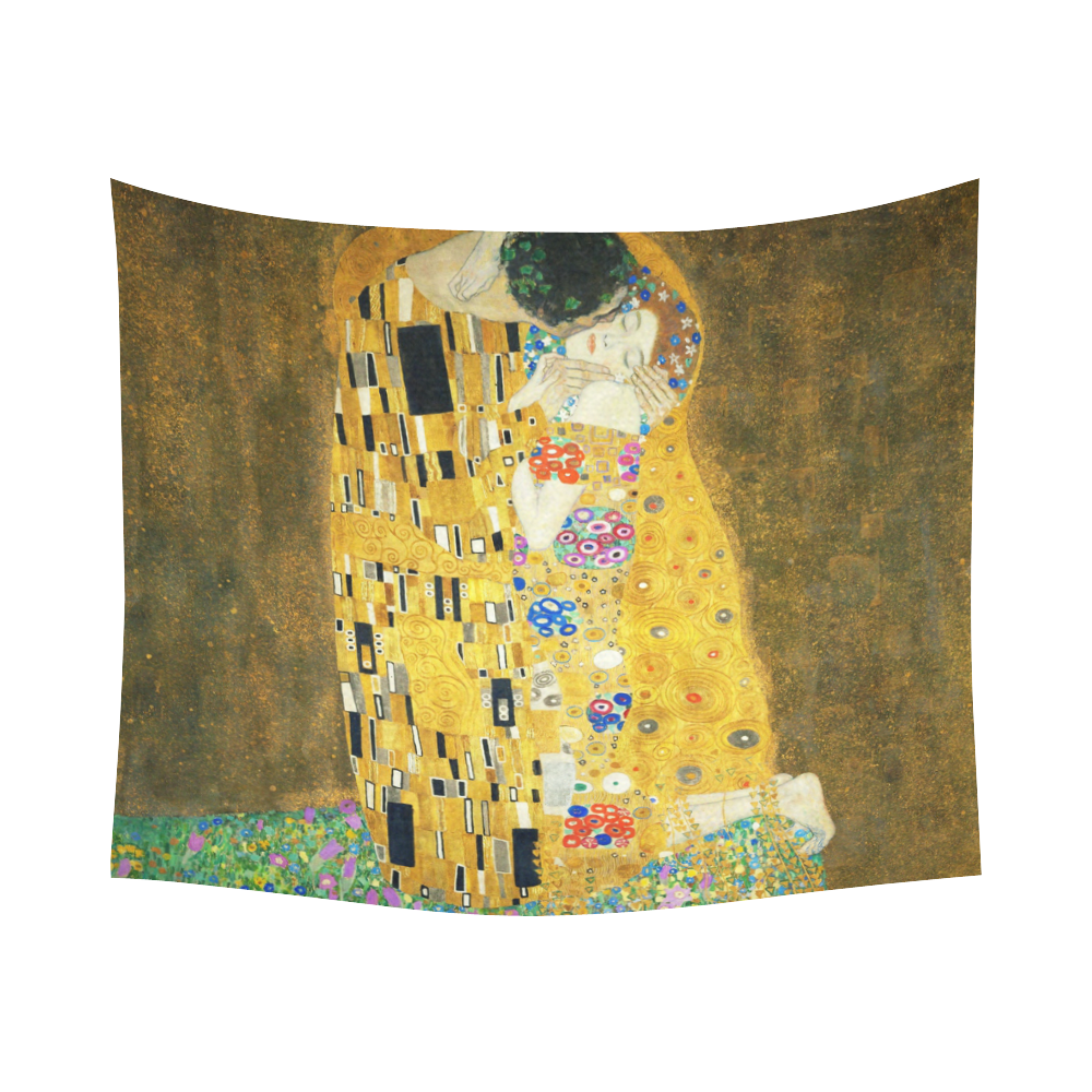 Gustav Klimt The Kiss Cotton Linen Wall Tapestry 60"x 51"