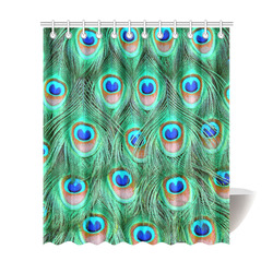 Peacock Feathers Watercolor Shower Curtain 72"x84"