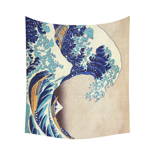 Great Wave Off Kanagawa Katsushika Hokusai Cotton Linen Wall Tapestry 60"x 51"