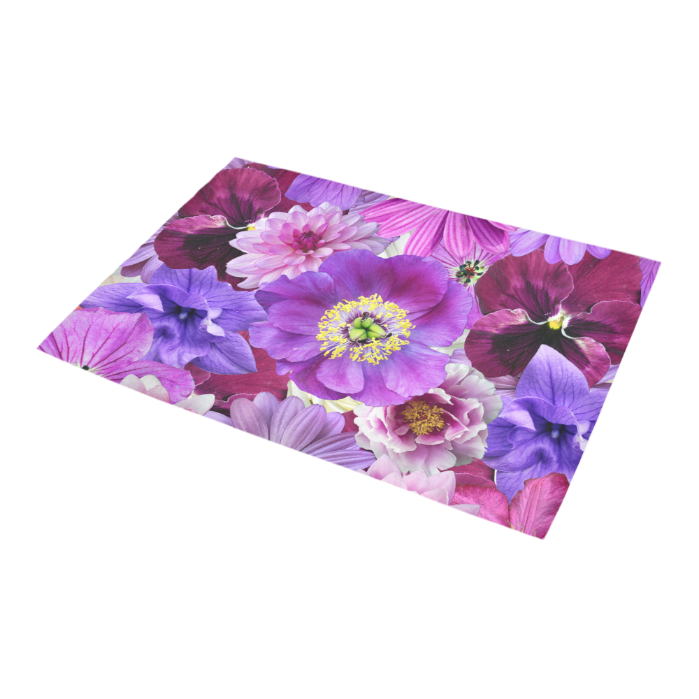 Purple flowers_ Gloria Sanchez1 Azalea Doormat 24" x 16" (Sponge Material)