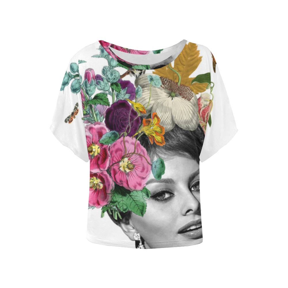 collage_sophialoren_gloriasanchez Women's Batwing-Sleeved Blouse T shirt (Model T44)