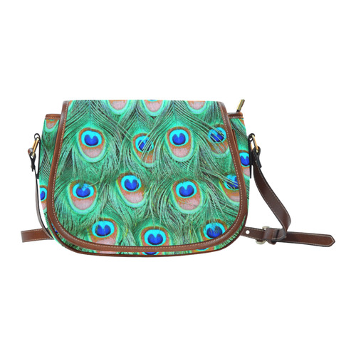 Peacock Feathers Watercolor Saddle Bag/Large (Model 1649)