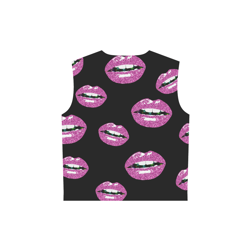 Glittery Kiss All Over Print Sleeveless Hoodie for Women (Model H15)