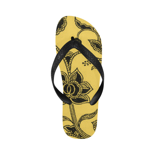 Primrose Yellow Floral Flip Flops for Men/Women (Model 040)