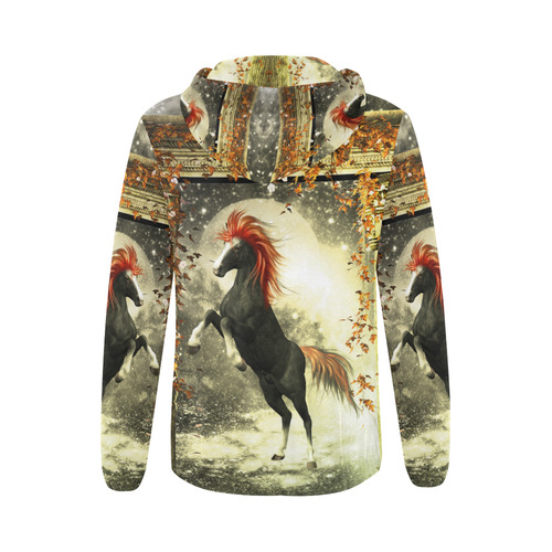 Wild horse in a fantasy world All Over Print Full Zip Hoodie for Women (Model H14)