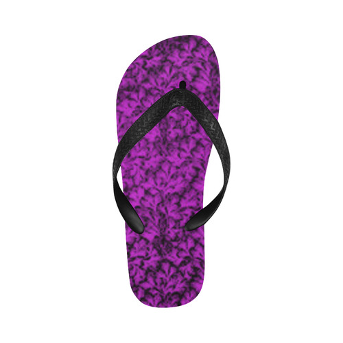 Pink Yarrow Dazzling Violet Leaf Flip Flops for Men/Women (Model 040)