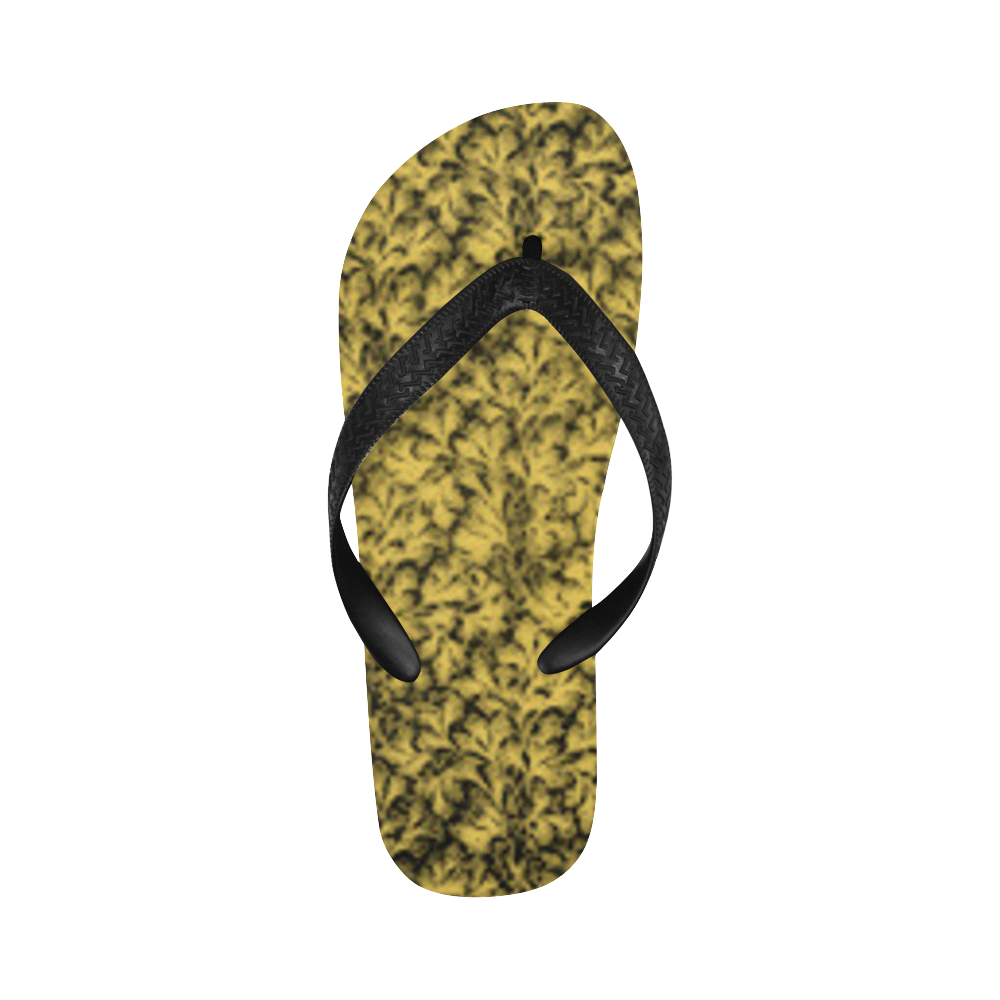 Primrose Yellow Leaf Flip Flops for Men/Women (Model 040)