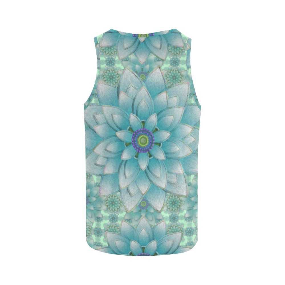 Turquoise Happy Lotus pattern All Over Print Tank Top for Men (Model T43)