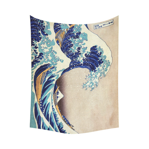 Great Wave Off Kanagawa Katsushika Hokusai Cotton Linen Wall Tapestry 80"x 60"