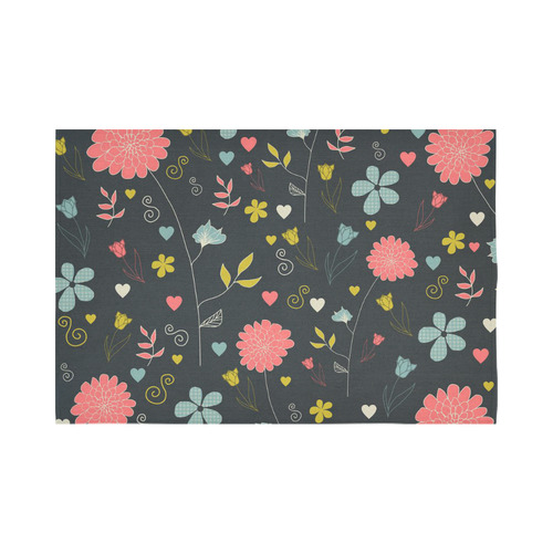 Flowers Cotton Linen Wall Tapestry 90"x 60"