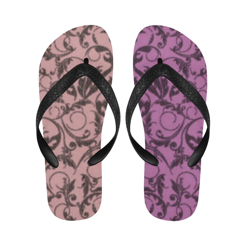 Bodacious Bridal Rose Swirls Flip Flops for Men/Women (Model 040)