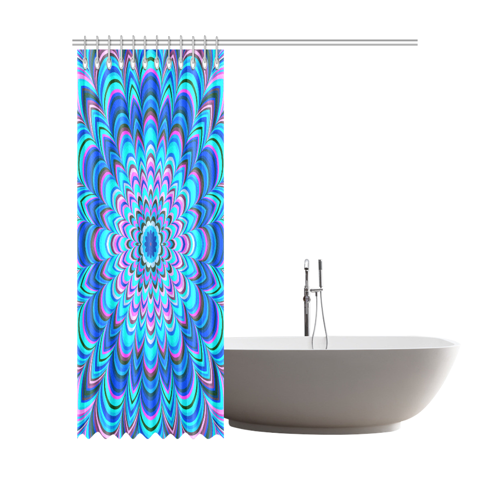 Vibrant blue striped mandala Shower Curtain 72"x84"