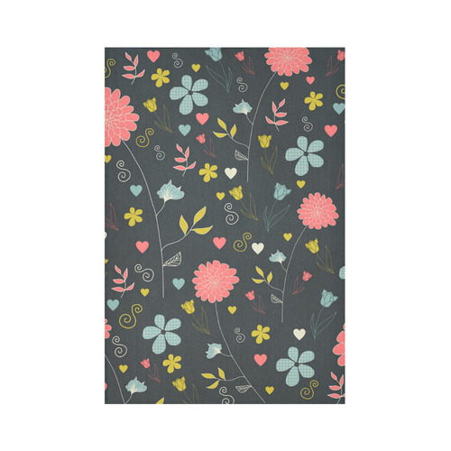 Flowers Cotton Linen Wall Tapestry 60"x 90"