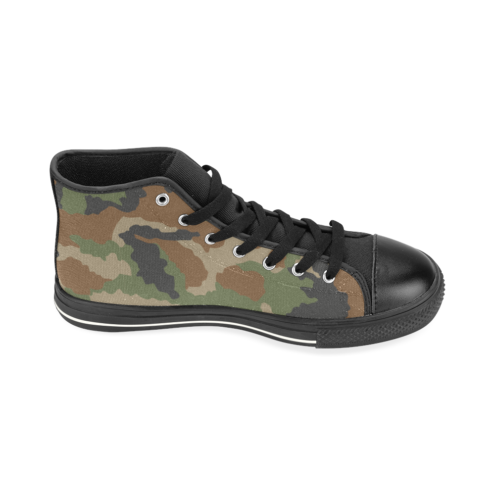 CAMOUFLAGE WOODLAND High Top Canvas Shoes for Kid (Model 017)