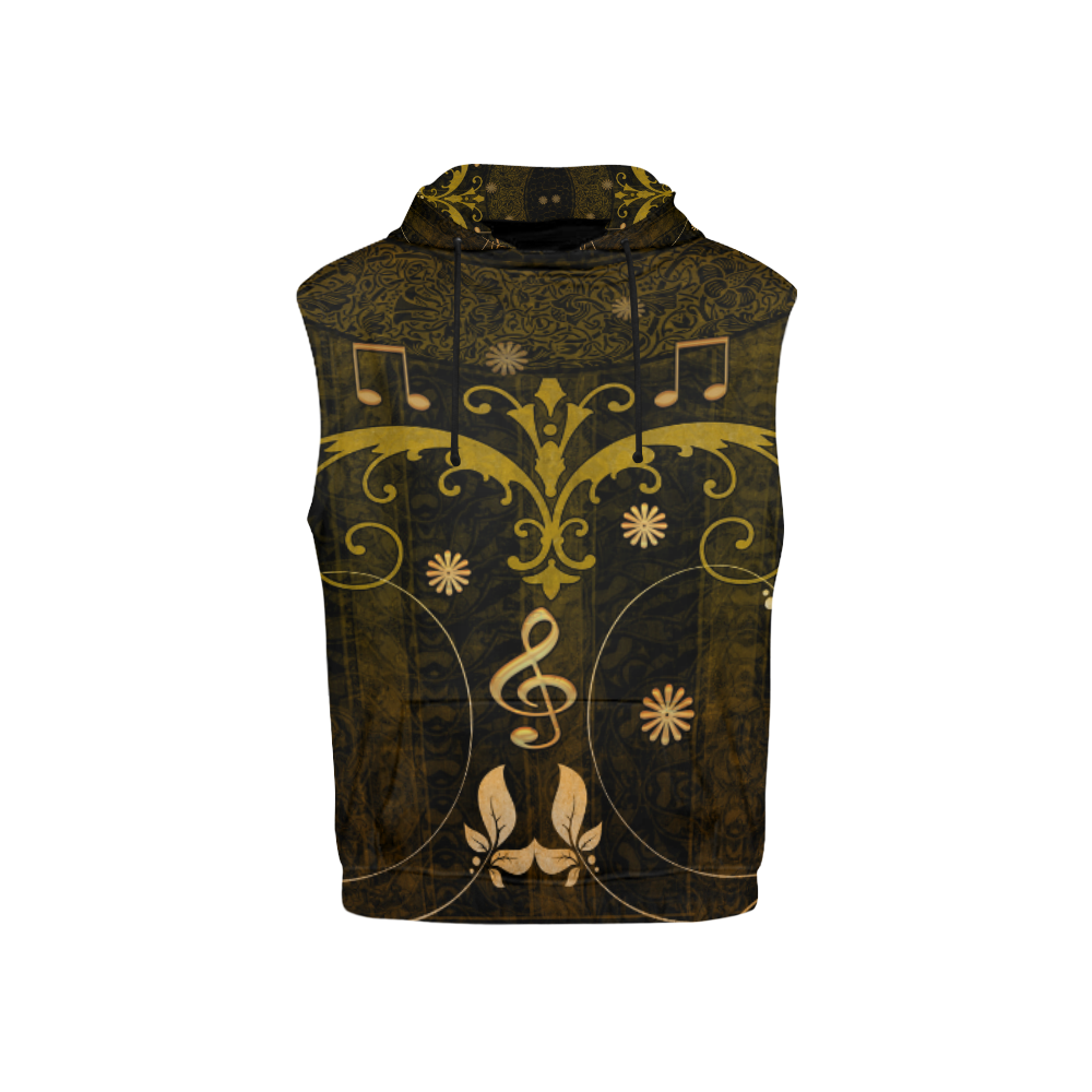 Music, clef with leaves All Over Print Sleeveless Hoodie for Kid (Model H15)