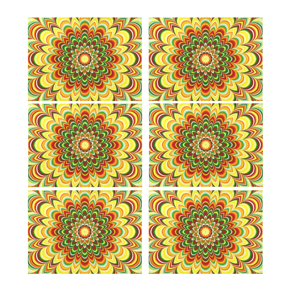 Colorful flower striped mandala Placemat 14’’ x 19’’ (Set of 6)